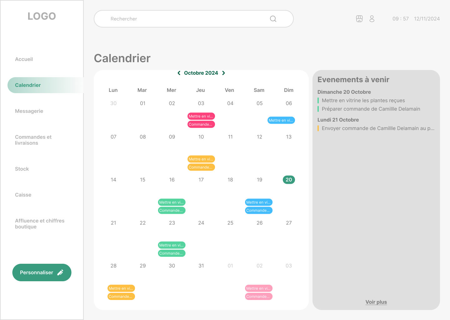 Order management interface
